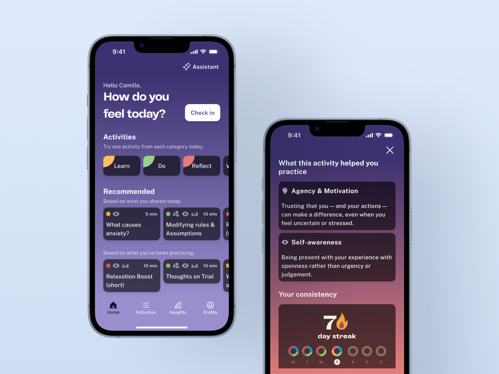 Minds app home screen